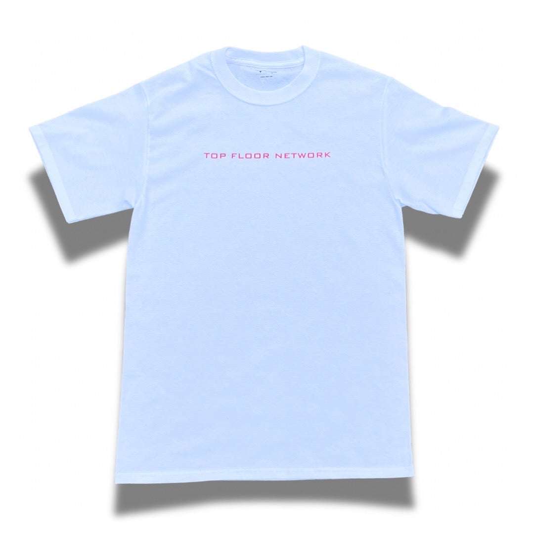“TOP FLOOR NETWORK” CORE TEE (WHITE & RED)