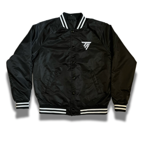 “SYMBOLISM” VARSITY BOMBER JACKET (BLACK)