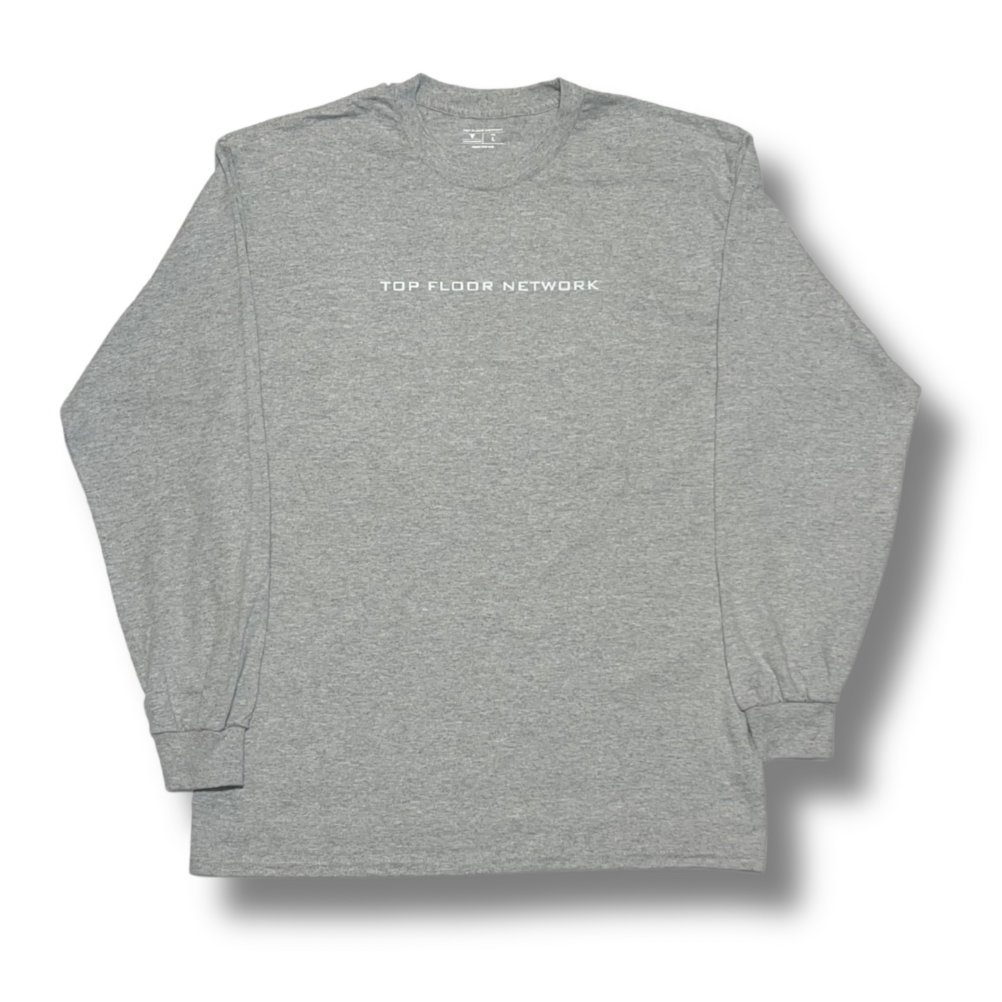 “TOP FLOOR NETWORK” CORE LONG-SLEEVE TEE (GREY & WHITE)