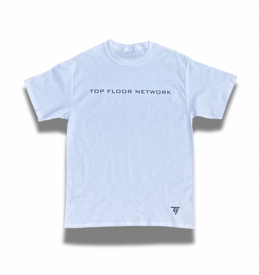 “TOP FLOOR NETWORK” XL ESSENTIAL TEE (WHITE)