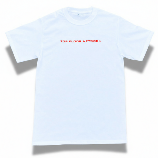 “TOP FLOOR NETWORK” CORE TEE (WHITE & RED)